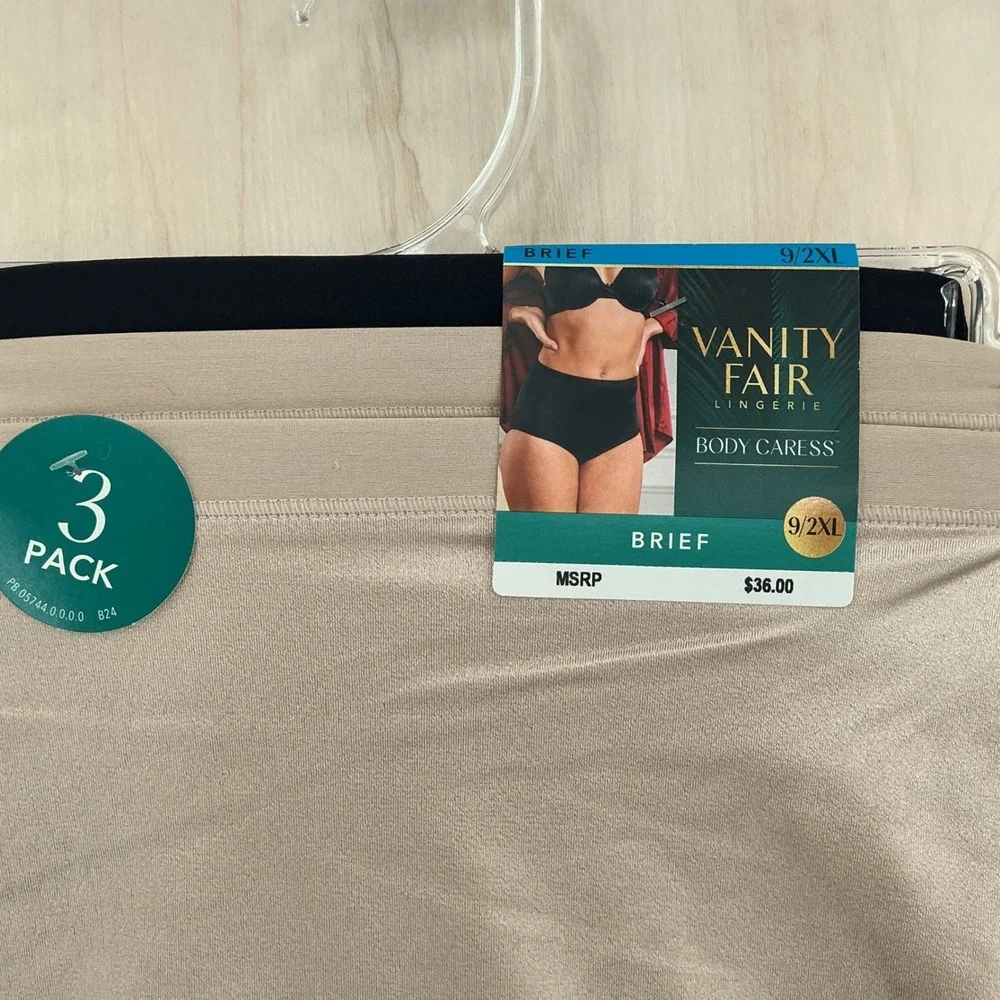Vanity Fair Briefs Womens 2XL Multi 3 Pack Body Caress High Rise Smoothing New